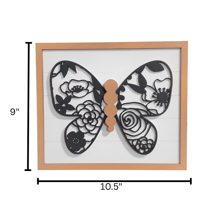 Framed Layered Butterfly Wall Sign