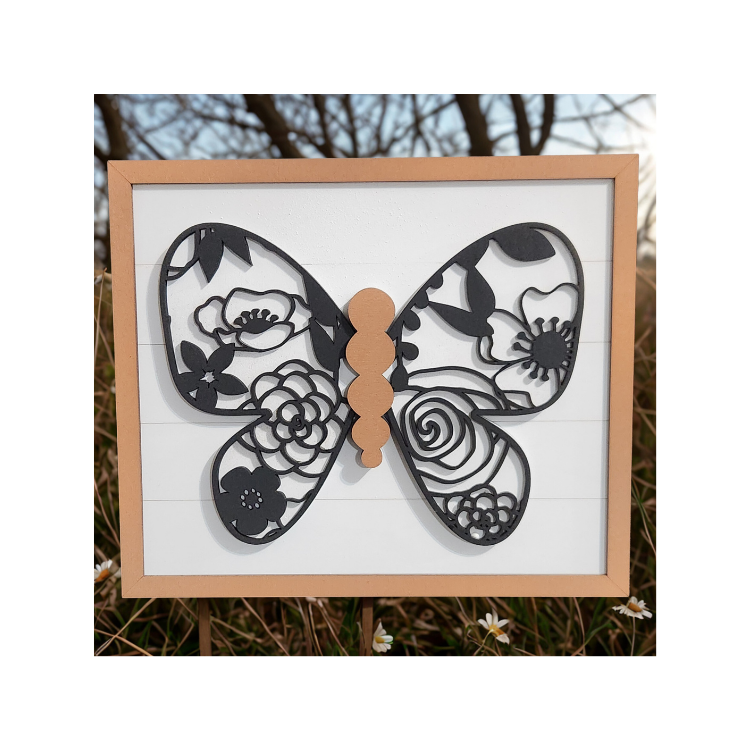 Framed Layered Butterfly Wall Sign