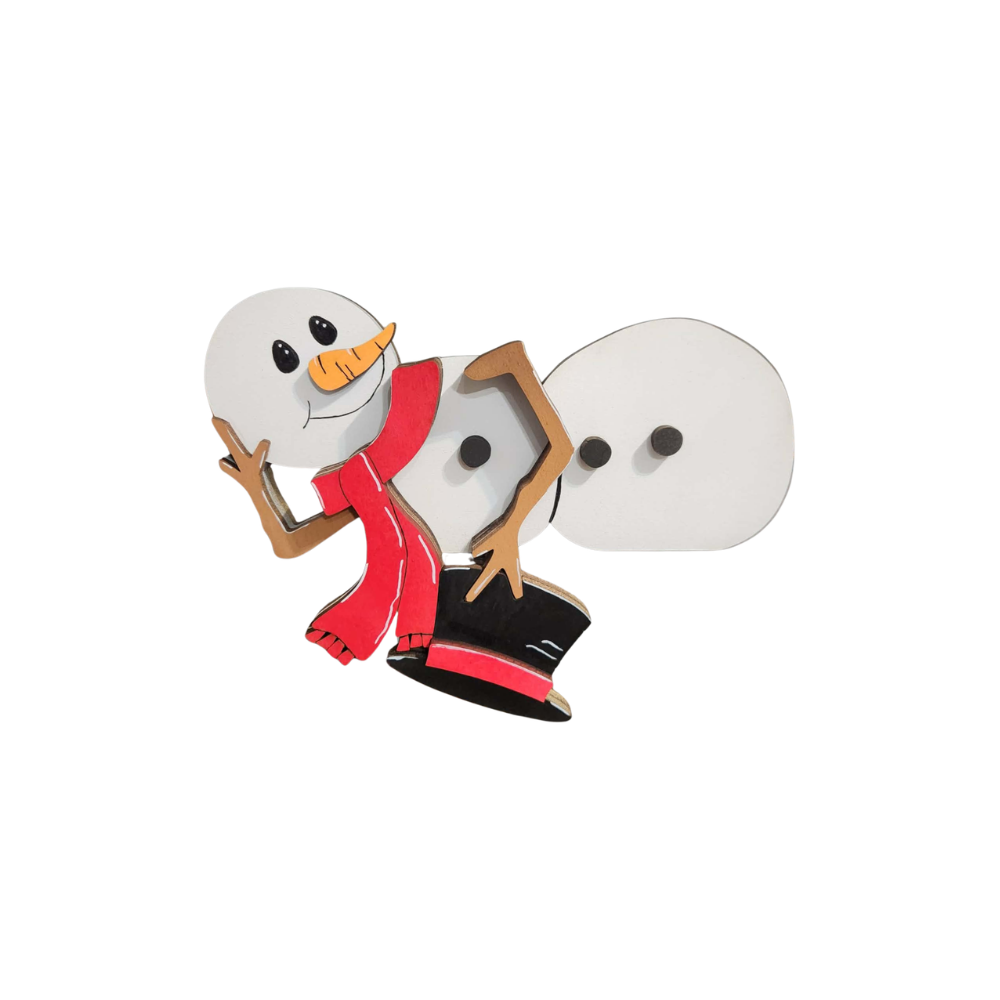Leaning Snowman Wooden Shelf Sitter