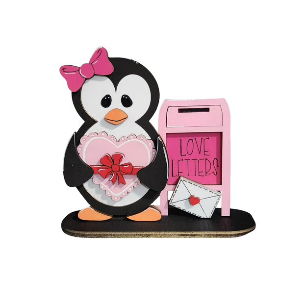 Freestanding Valentine Penguin - Mailbox Accent
