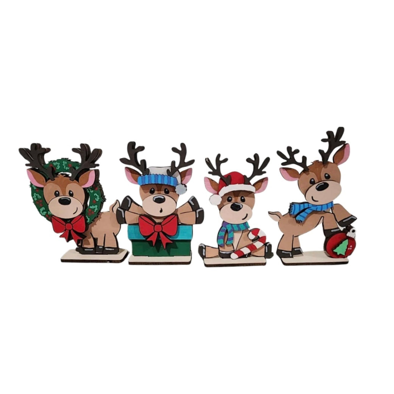 Cute Reindeer Standing Signs (Set of 4)