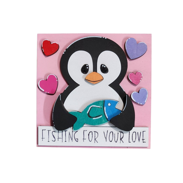 Penguin Valentine Sign - “Fishing for Your Love”
