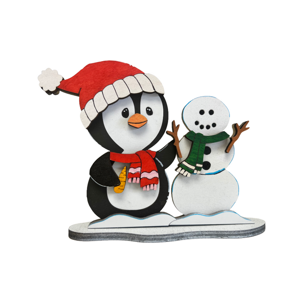 Freestanding Winter Penguin - Snowman