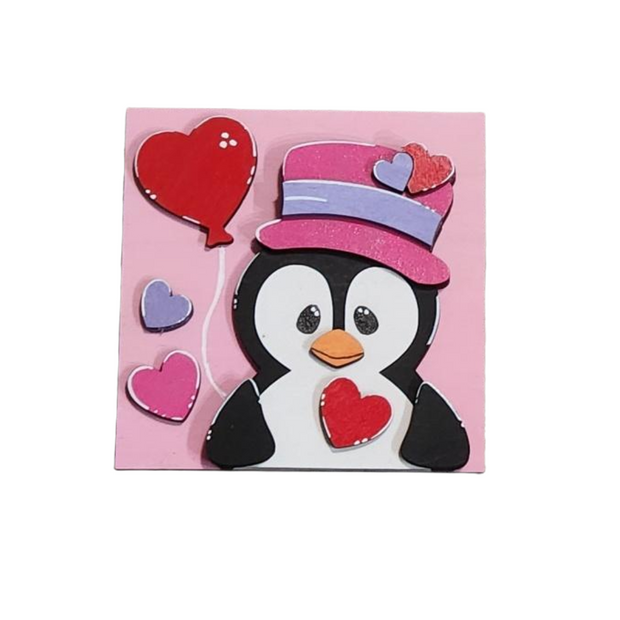 Valentine Penguin Sign – Heart Balloons