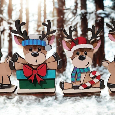 Cute Reindeer Standing Signs (Set of 4)