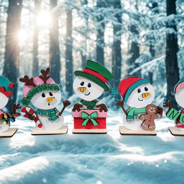 Cute Snowmen Standing Signs (Set of 5)